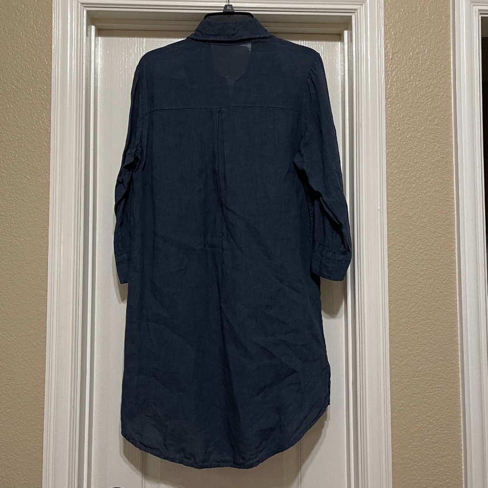 Lungo L'arno 100% Linen Dress Shift Navy - Picture 6 of 9